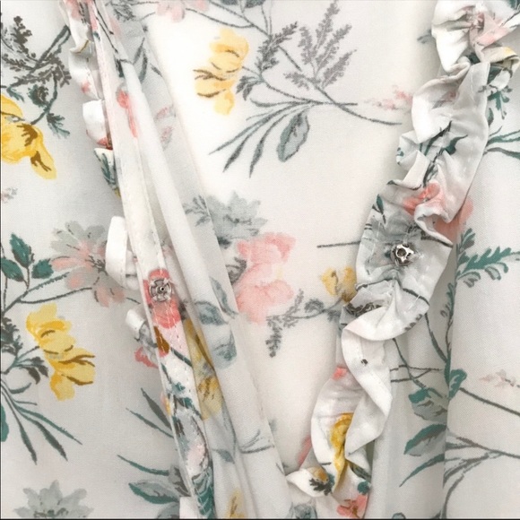 NWT LOFT Tossed Garden Floral Ruffle Wrap Dress 6 - Picture 7 of 9